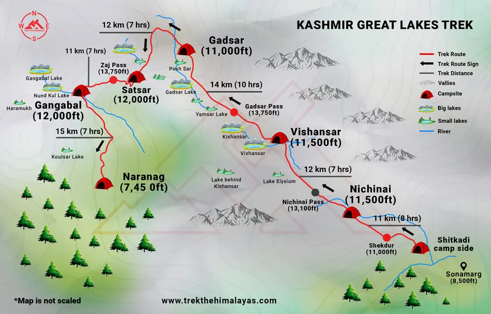 Kashmir Great Lakes Trek Maps